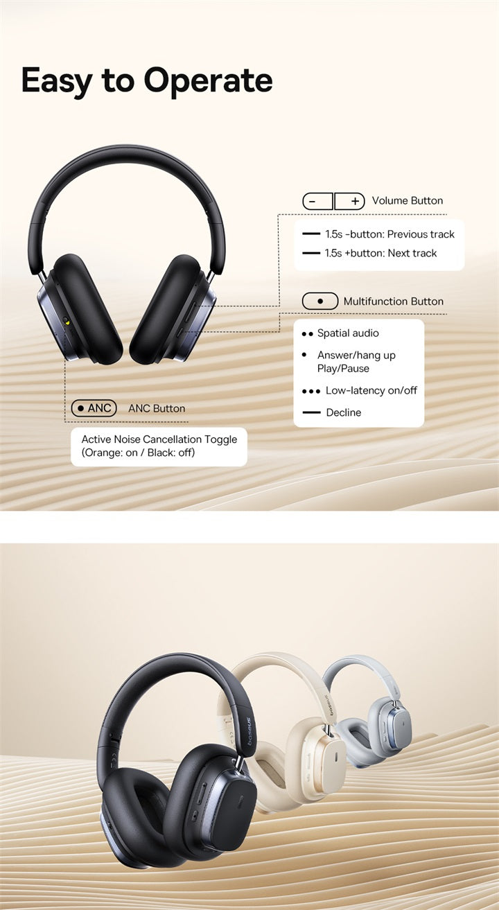 Baseus Bowie H1s Noise-Cancellation Wireless Headphones